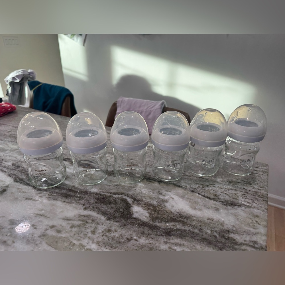 Set of 6 Glass Phillips Avent Bottles - 4oz